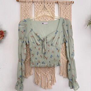 SO Light Green Floral Blouse
